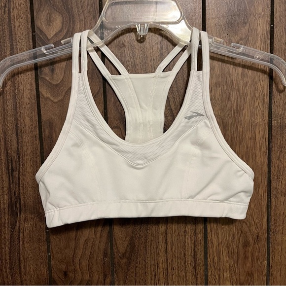 Brooks Running White Athletic Pullover With Logo Sports Bra Sz S - Picture 1 of 6